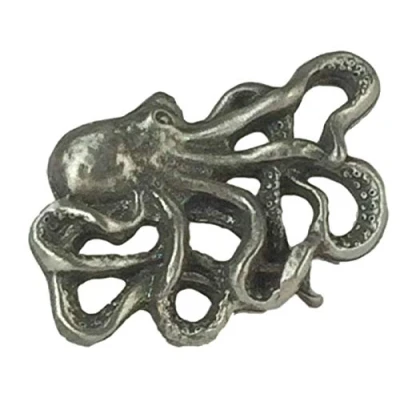 Image of Octopus &quot;Birds, Animals &amp; Nature&quot; Badge Hand Made from Solid Pewter in The UK