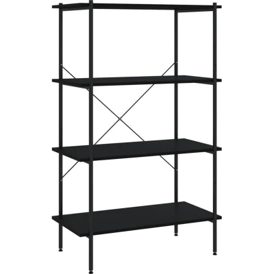 Image of vidaXL 4 Tier Shelving Unit Black 80x40x130 cm