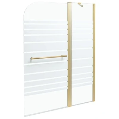 Image of Beliani Minimalist Shower Bath Screen with Doors Tempered Glass 140 x 120 cm Gold Tuapi