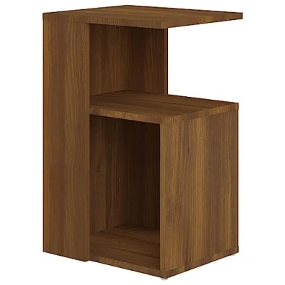 Image of vidaXL Multifunctional Side Table G shaped Design, Engineered Wood, Brown Oak Ideal for Living Room Ample Storage