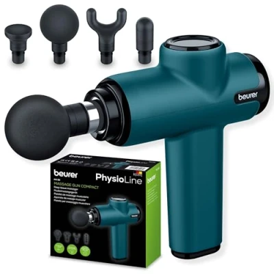 Image of Beurer MG99 Compact Massage Gun, Mini Deep Tissue Massager with 4 Attachments, Powerful Trigger Point to Relieve Tension, Handheld 5 Intensity Levels, Rechargeable Battery