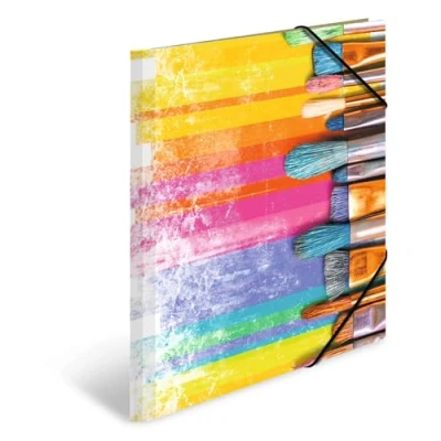 Image of HERMA Portfolio Folder A3 Brush, Children&#039;s Corner Made of Cardboard with Art Motif, Elastic Band, Inner Flaps and Print for Boys Girls
