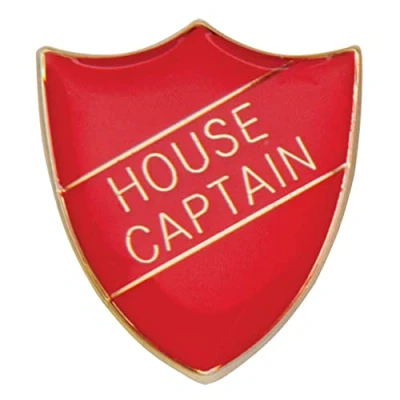 Image of emblems gifts House Captain Shield Shape Badge ideal for schools (red)