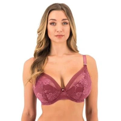 Image of Fantasie Women&#039;s Fusion Lace Underwire Padded Plunge Bra, Rosewood, 34FF