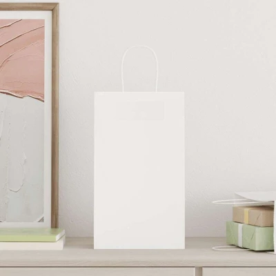 Image of vidaXL Paper Bags 250 pcs with Handles White 21x11x36 cm