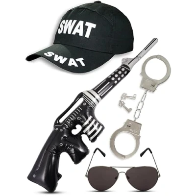 Image of Mega_Jumble ADULT SWAT POLICE SET MENS OR WOMENS GREAT FOR COPS AND ROBBERS FANCY DRESS PARTY ACCESSORY