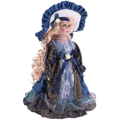 Image of Shidongbla 30cm Antique Porcelain Dolls, Victorian Doll, Vintage Arts and Crafts Collectibles, with Stand, Home Orname