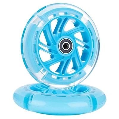 Image of Whisverse 1Pair 120mm Children Scooter LED Lights Flashing Wheels with Bearings Front/Rear Wheels,Blue