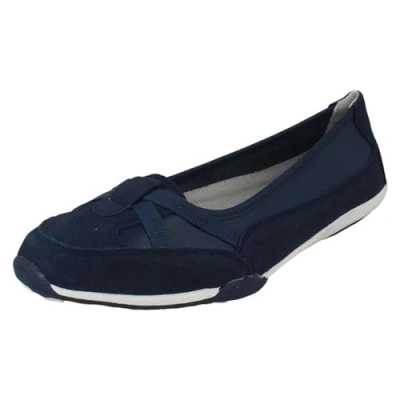 Image of Spot On Ladies Down to Earth Slip Casual Trainer Shoes F80566 Navy Leather UK Size 5 EU 38 US 7