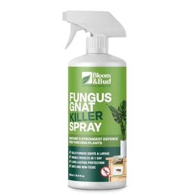 Image of Bloom &amp; Bud Fungus Gnat Killer Spray (500ml) Fast Acting Natural Control for Houseplants Seedlings Starts to Kill Gnats Larvae in 24 Hours Safe, Non Toxic, Biodegradable Formula