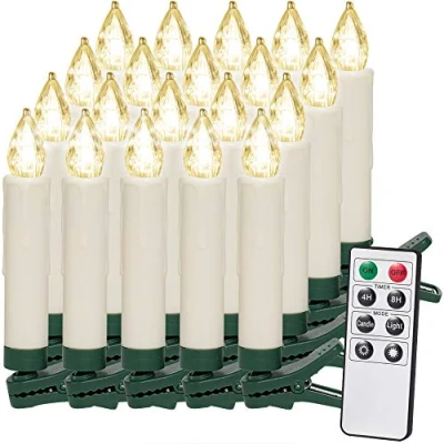 Image of MONZANA® 20x Battery Operated LED Christmas Tree Candle Lights Realistic Warm White Candles Pack Remote Control Wireless Dimmable Timer Clip On Decorations