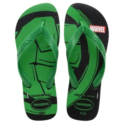 Image of Havaianas Top Marvel Logomania (Mini Me), Black/Patria Green, UK child 9
