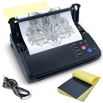 Image of Sacnahe Tattoo Transfer Stencil Machine Copier Printer Thermal Kit With 20pcs Free Paper, Black