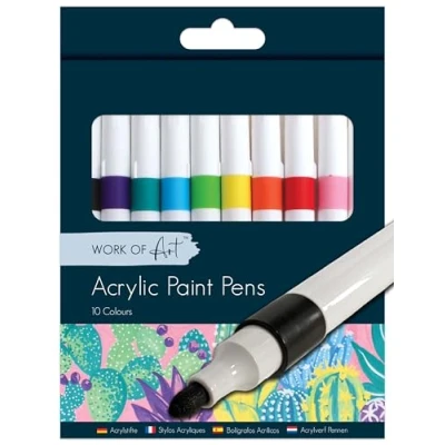 Image of Quickdraw 10 x Acrylic Paint Pens Assorted Bright Colours Art Drawing Marker Pen for Painting