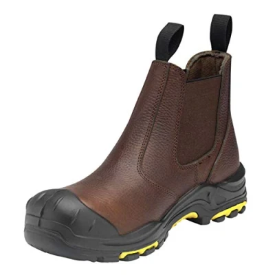 Image of JCB Rise S3 SRC HRO Leather Heavy Duty Steel Toe Cap Chelsea Dealer Safety Boots (9 UK, Brown)