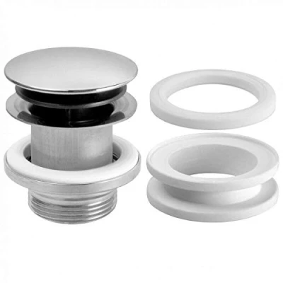 Image of McAlpine 11/4&quot; Basin Clicker Waste Polished S/S Flange Spring Loaded White Plastic CWP60 SSP