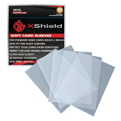 Image of XShield, Trading Card Sleeves Soft Sleeves, 50 Micron, High Clarity Penny for TCG (500 Pack)