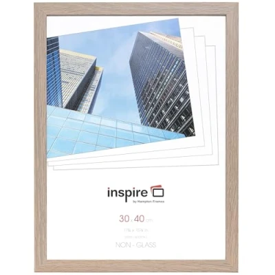 Image of Hampton Frames SORBONNE 30x40cm Pack of 1 Oak Effect Picture Frame Acrylic (Non Glass) SOR3040NGX 1PK
