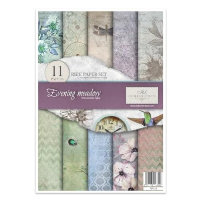 Image of ITD Collection Rice Paper Creative Set, A4, for Decoupage, Sheets 29.7 x 21 cm, Multi Coloured (Evening Meadow)