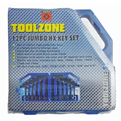 Image of Toolzone 12 Piece Jumbo MM/AF Hex Key Set