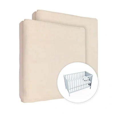 Image of 2X Jersey 100% Cotton Fitted Sheet for 140 x 70 cm Toddler Baby Cot Bed Mattress (Cream)