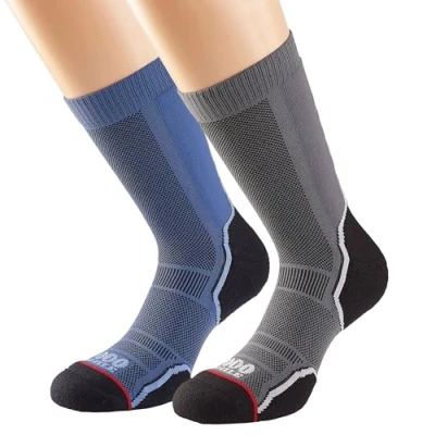 Image of 2 Pair Navy / Charcoal Trek Socks Unisex 12 14 Mens 1000 Mile