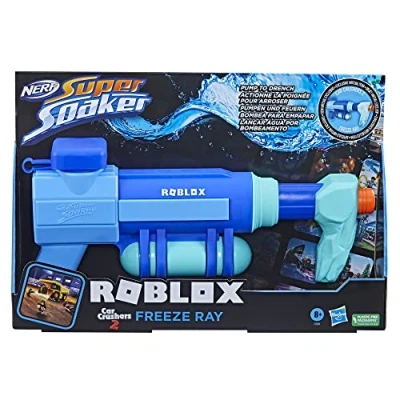 Image of Super Soaker Nerf Roblox Car Crushers 2: Freeze Ray Water Blaster, Includes Code to Redeem Exclusive Virtual Item, Pump Action Soakage F3781 Multi Coloured