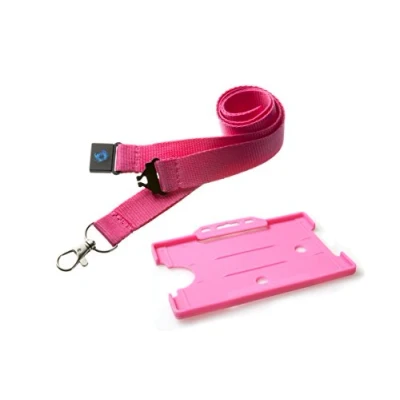Image of 20mm Lanyard with Safety Break Away and Matching Single Card Holder (Pink)