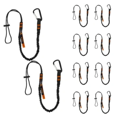 Image of Tool Tether Lanyard with Spring Locking Aluminum Carabiner &amp; Adjustable Loop End, 153 cm Working Length, Max Load 9KG Safety for Scaffolding at Height 10 Pack