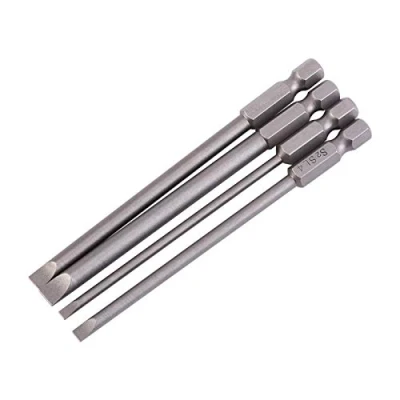 Image of Slotted Screwdrivers Bit, Fydun Flat Head Bit One Word Batch 4 Pieces 100mm S2 Alloy Steel 1/4 inch hex Handle 3mm 6mm Magnetic Screwdriver