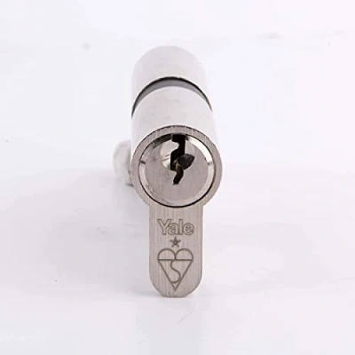 Image of Yale KM4040 NP KA Euro Double 1 Star Kitemarked Cylinder, 3 Keys Supplied, High Security, Boxed, Suitable for All Door Types, Nickel Finish, 40:10:40 (90 mm)