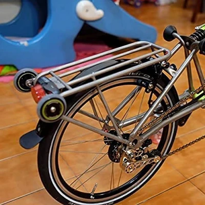 Image of ACE Lightweight Rear Rack For BROMPTON in Silver + 2 Easy Wheels