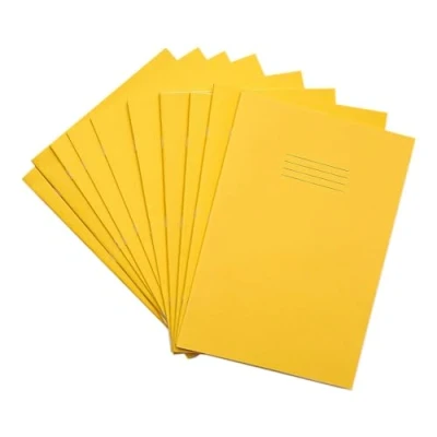 Image of Rhino A4 Tinted Exercise Book, Yellow Cover with Green Coloured Paper, 10 Pack, 48 Page / 8mm Lined Margin Dyslexia &amp; SEN Notebook Aids Resources