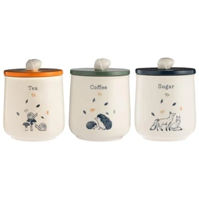 Image of Price &amp; Kensington Woodland Set of Tea, Coffee, Sugar Storage Jars