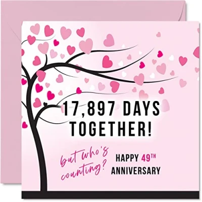 Image of Funny 49th Anniversary Card for Wife or Husband 17897 Days Together I Love You Gifts, Happy Wedding Cards Partner, 145mm x Greeting Forty Ninth Anniversaries