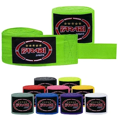 Image of Farabi Sports Kids Boxing Hand Wraps 2.5 Meters Long with Pair for MMA, Muay Thai, Training, Kickboxing and Combat (Green)
