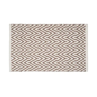 Image of WENKO Altai bath rug, sustainable mat made from recycled PET bottles in trendy ethnic style with non slip underside, washable up to 40 C, (W x H): 50 80 cm, brown/white