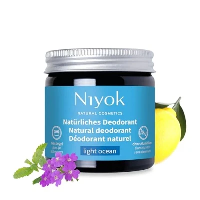 Image of Niyok® 2 in 1 Anti Perspirant Deodorant Cream &quot;Light Ocean&quot; (40 ml) Natural without Aluminium 24h Protection Against Odour &amp; Sweat Unisex Solid Vegan