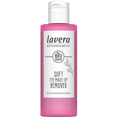 Image of lavera Soft eye Make up Remover natural cosmetics Mild and friendly formula Vegan free from silicones mineral oil Organic aloe vera &amp; sea buckthorn extract 100ml