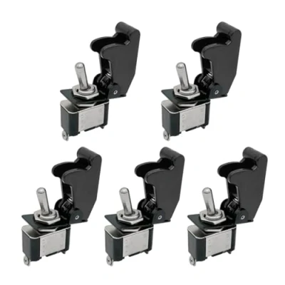 Image of Mintice™ 5 X 12V 20A Black Cover Rocker Toggle Switch SPST ON/OFF Car Vehicle 2Pin