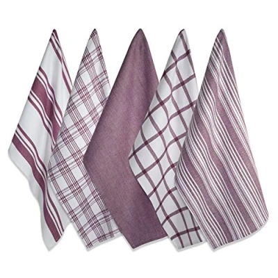 Image of DII Dishtowel Set, Cotton, Wine, 18x28