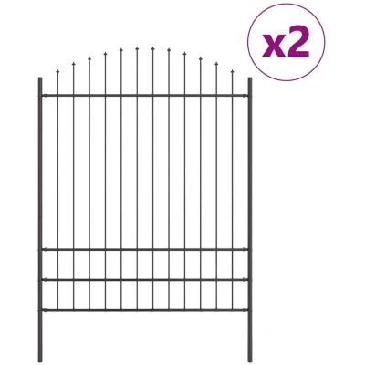 Image of vidaXL Garden Fence with Hoop Top Grey 3.4x2 m Steel