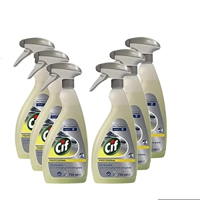 Image of 6 Pack of 750ml CIF Professional Formula Power Kitchen Degreaser Perfume free Cleaner
