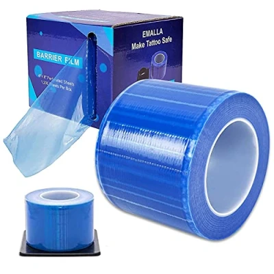 Image of Tattoo Barrier Film Unihubys 1200 Sheets 4&#039;&#039; x 6&#039;&#039; Dental Protective PE with Dispenser for Defend Against Infections