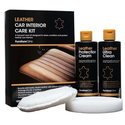 Image of Furniture Clinic Leather Car Interior Care Kit Premium Cleaning for Seats 250ml Cleaner &amp; Conditioner Complete to Clean and Protect All Types of Vinyl