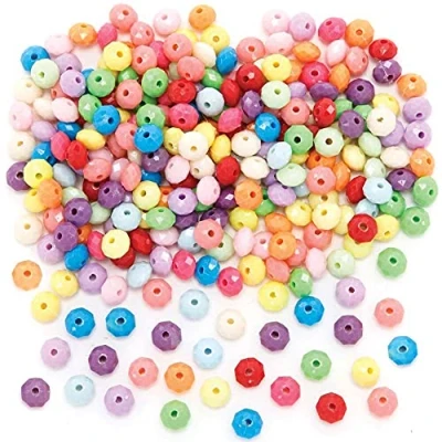 Image of Baker Ross FE337 Crystal Shaped Beads Pack of 300, Multi Coloured Embellishments for Children&#039;s Jewellery Making, Arts Crafts and Crafting Activities