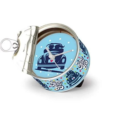 Image of BRISA VW Collection Volkswagen Table Clock, Magnet MyClock also customizable, Photo Gift in T1 Bus, Beetle, GTI Design (Love That Bug/Blue)