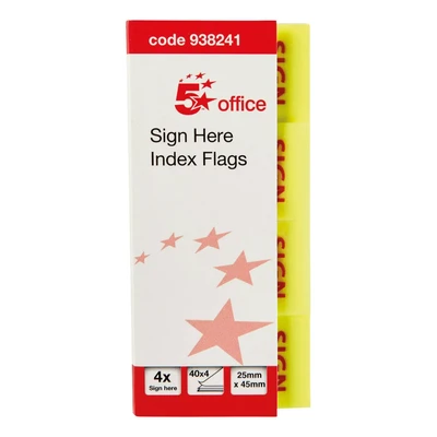 Image of 5 Star Index Flag Sign Here