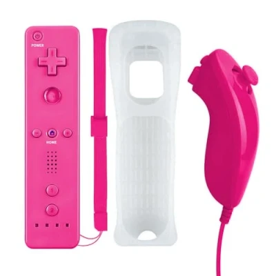 Image of Qumox Remote and Nunchuck Nunchuk Controller set For WII Pink