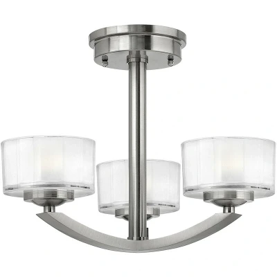 Image of Meridian 3 Light Semi Flush Multi Arm Ceiling Brushed Nickel, G9
